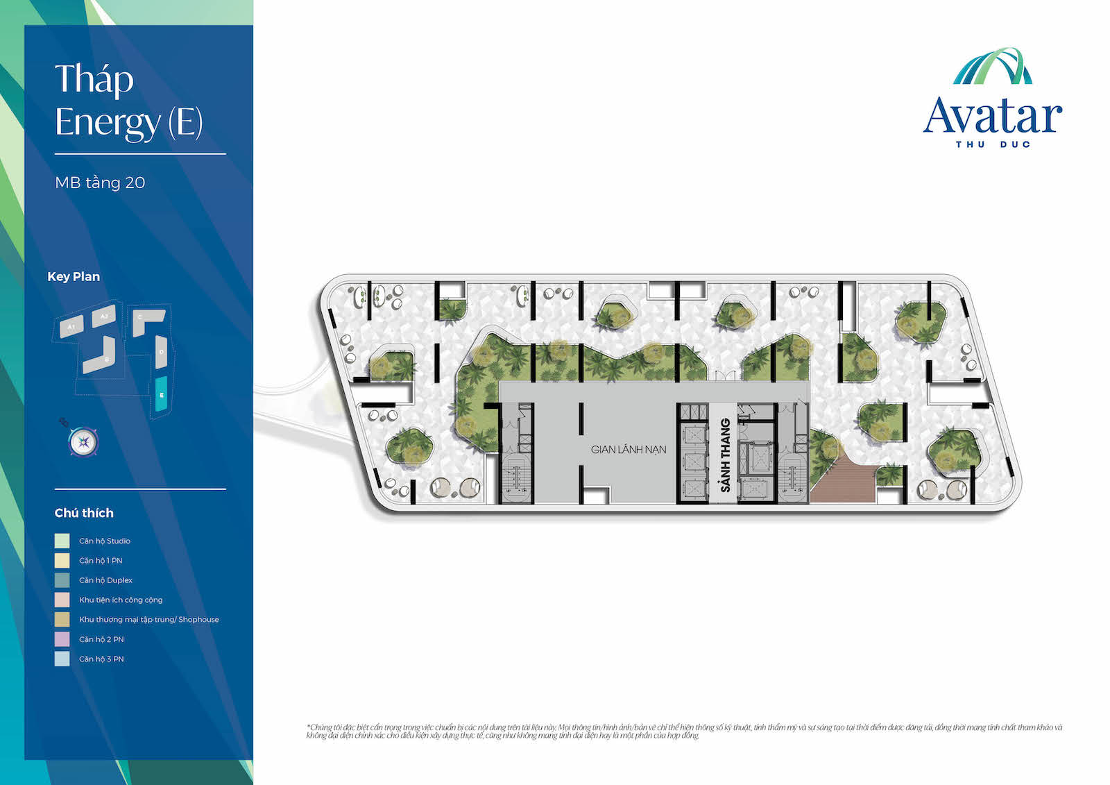 Mặt bằng tầng 20 tháp Energy (Block B) dự án Avatar Thủ Đức Hưng Thịnh