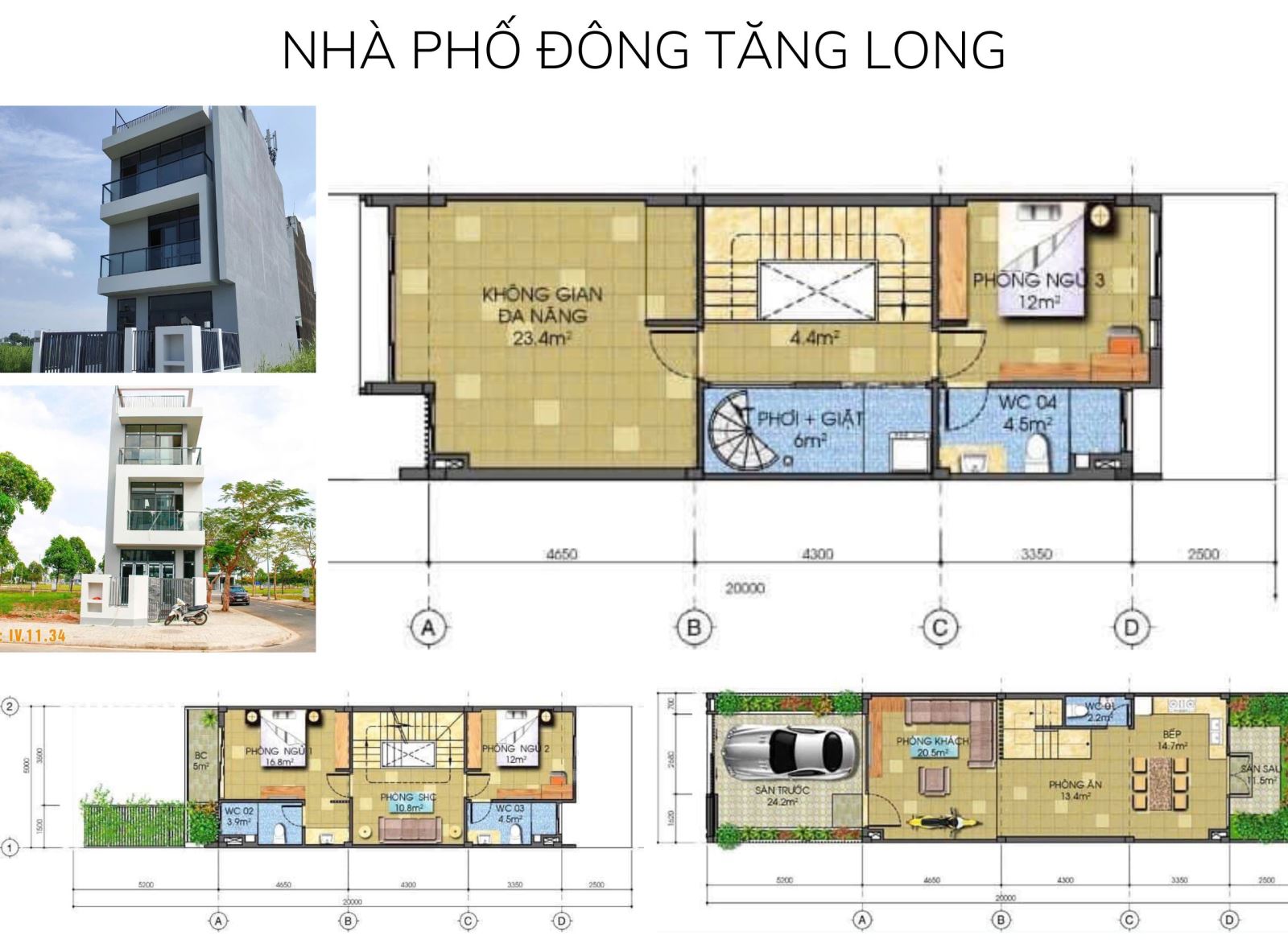 Bản vẽ thiết kế nhà phố Đông Tăng Long