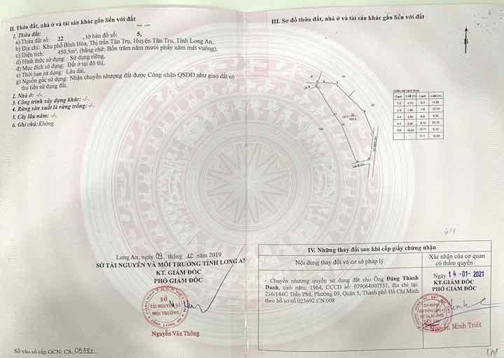 Bán đất đường Nguyễn Trung Trực DT833 huyện Tân Trụ