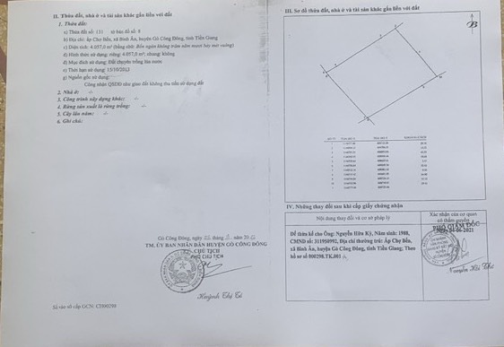 Bán đất trồng lúa Ấp Chợ Bến huyện Gò Công Đông