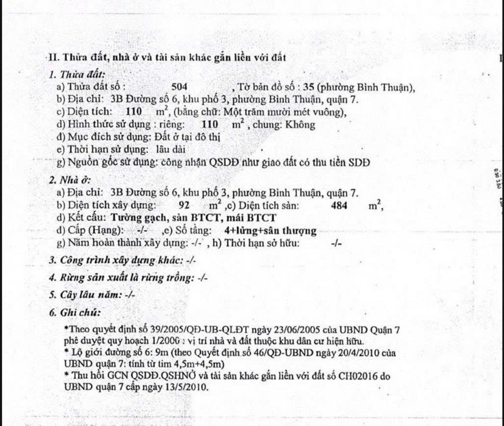 Bán nhà Đường số 6 Quận 7
