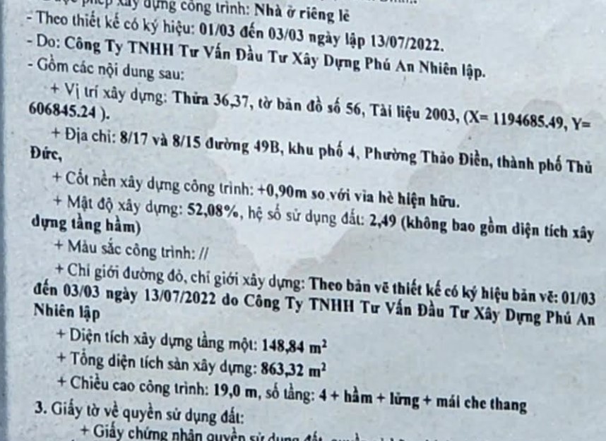 Bán tòa nhà mặt tiền 8 đường số 49B TP Thủ Đức