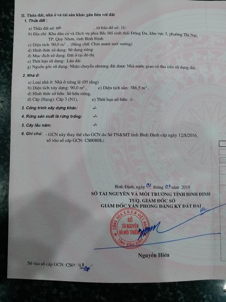 Bán khách sạn mặt tiền đường Đống Đa thành phố Quy Nhơn